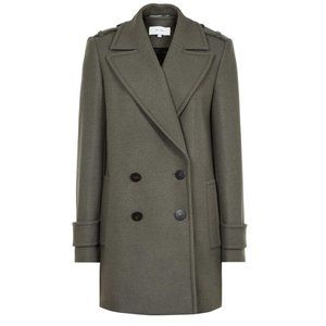 Reiss Green Double Breasted Wool Maida Peacoat